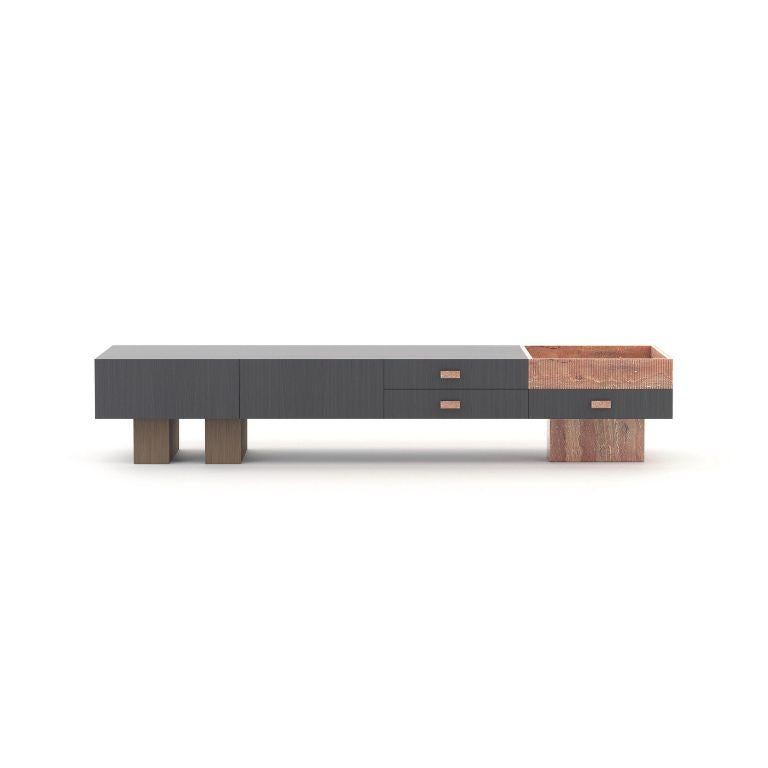Un design raffiné avec un profil épuré offre un meuble exclusif conçu pour les espaces modernes. Ce superbe meuble tv respecte l'identité esthétique de la marque tout en intégrant les nouveautés de l'industrie de la décoration d'intérieur.
Élément