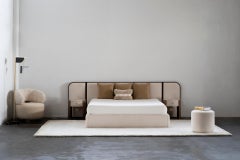Comodino moderno Toscana, in pelle Oak Brass, fatto a mano in Portogallo da Greenapple