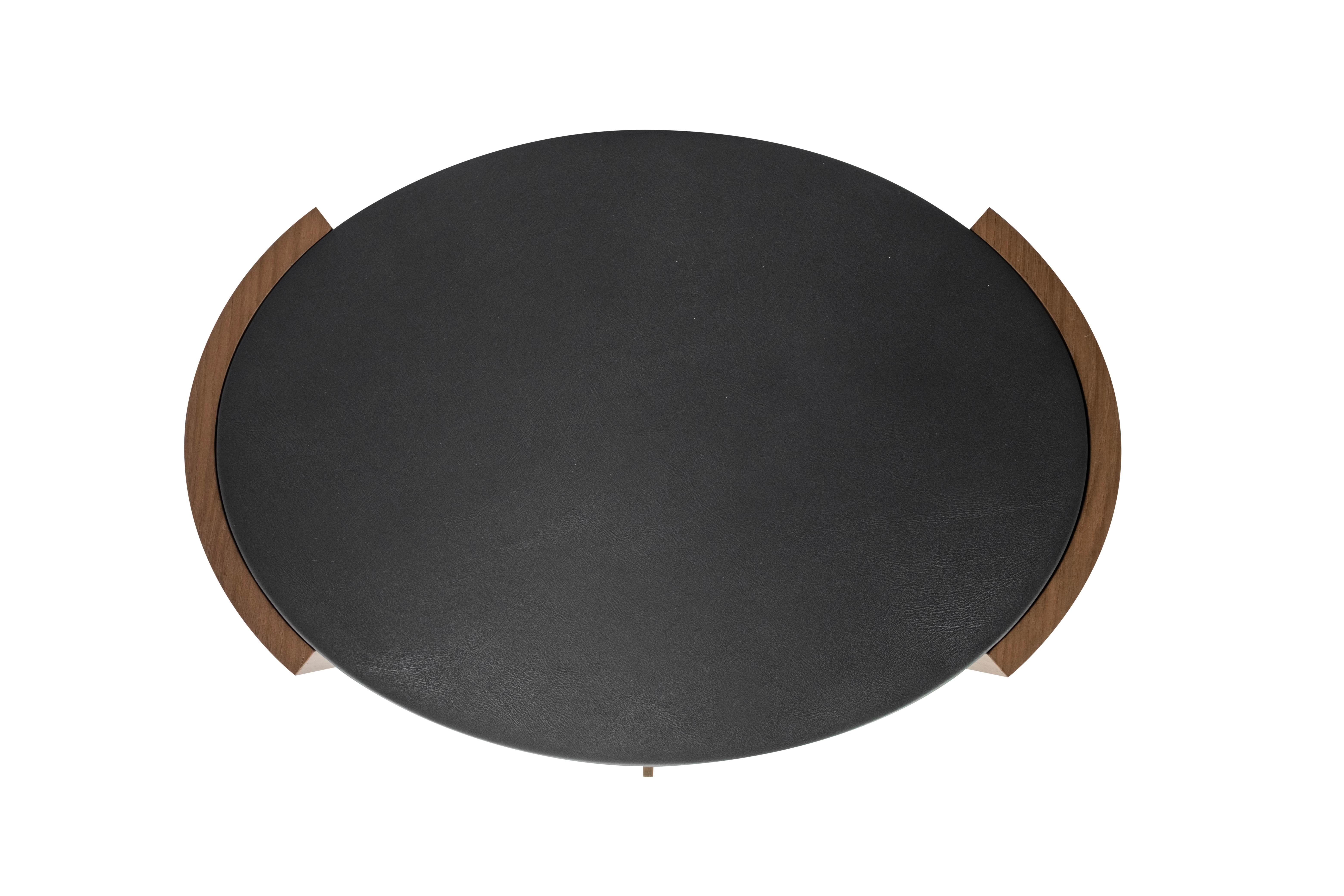 Table de nuit moderne Toscana, Oak, Brass, Black Leather, Handmade by Greenapple Neuf - En vente à Lisboa, PT