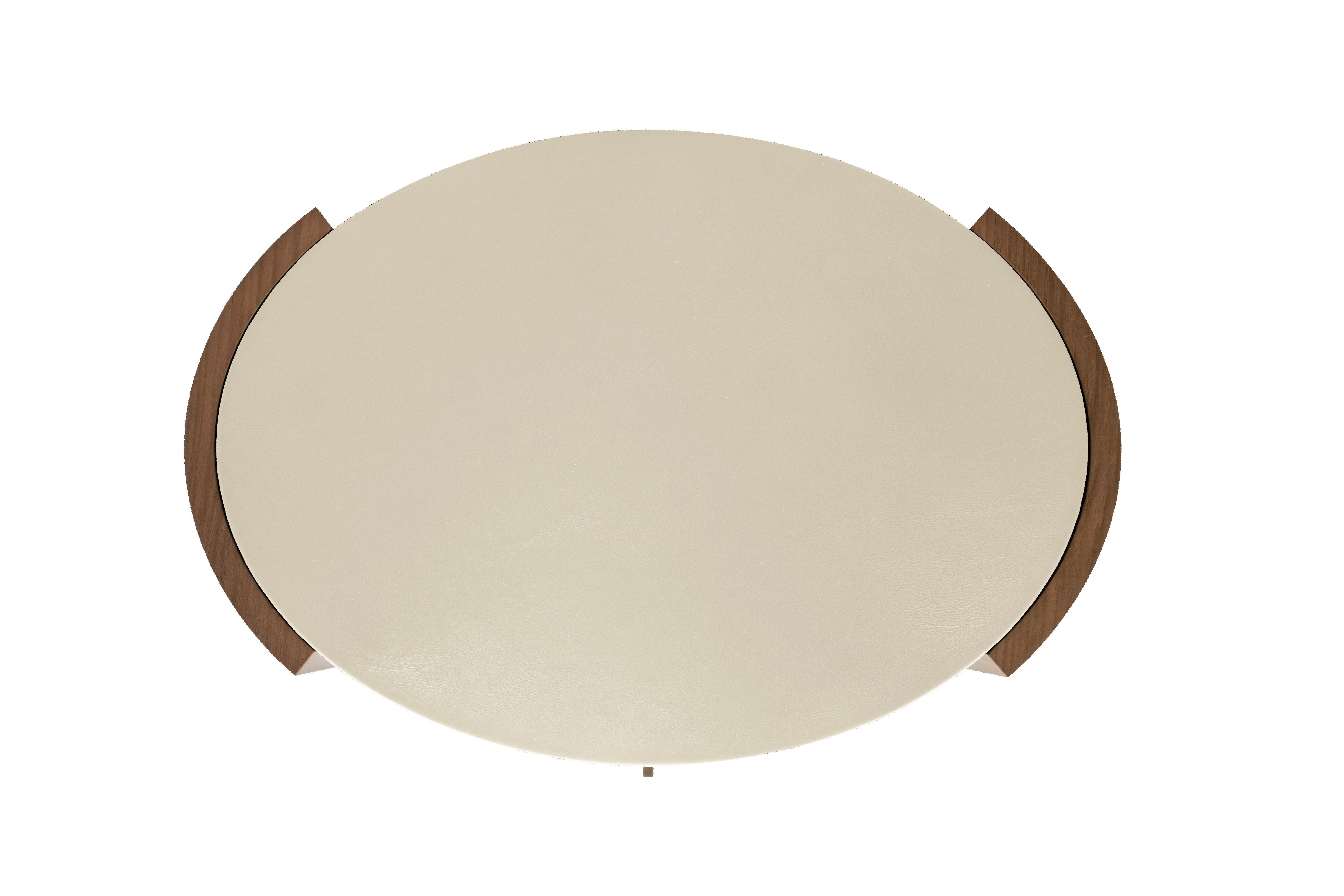 Table de nuit moderne Toscana, Oak, Brass, Cream Leather, Handmade by Greenapple en vente 3