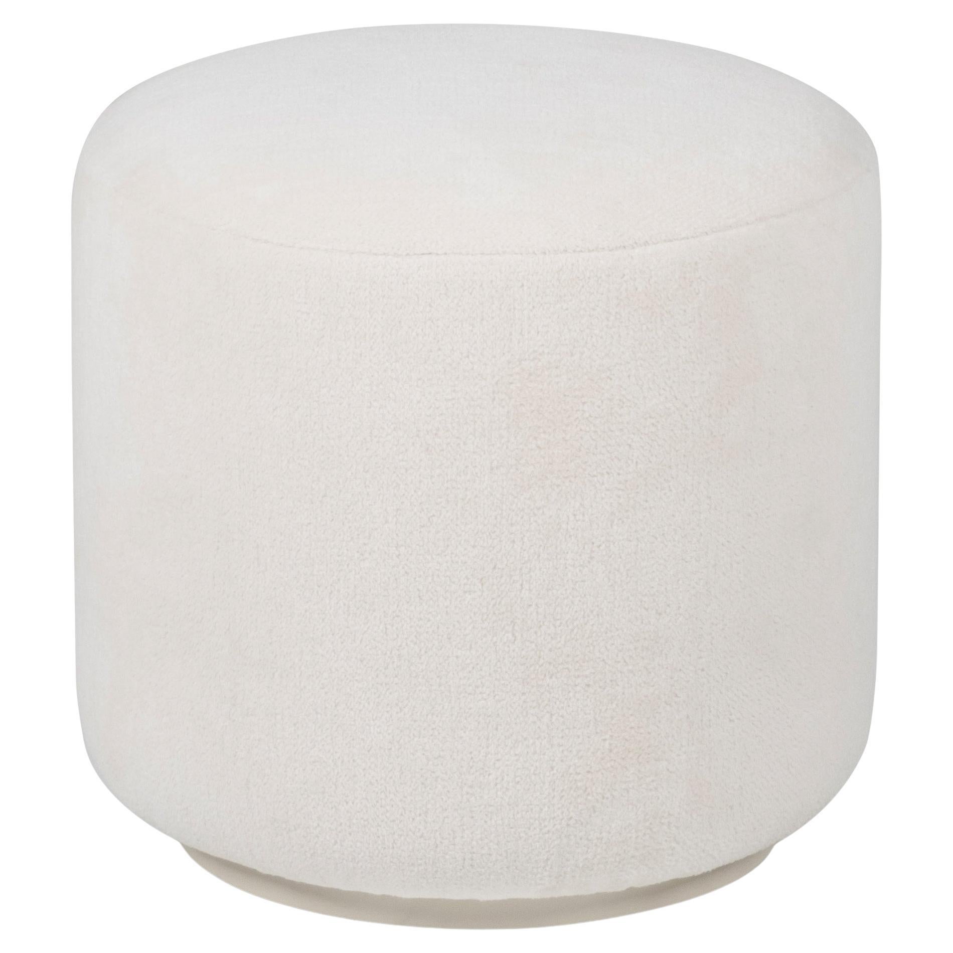 Pouf ottomano moderno Toscana Dedar in ciniglia beige fatto a mano in Portogallo da Greenapple