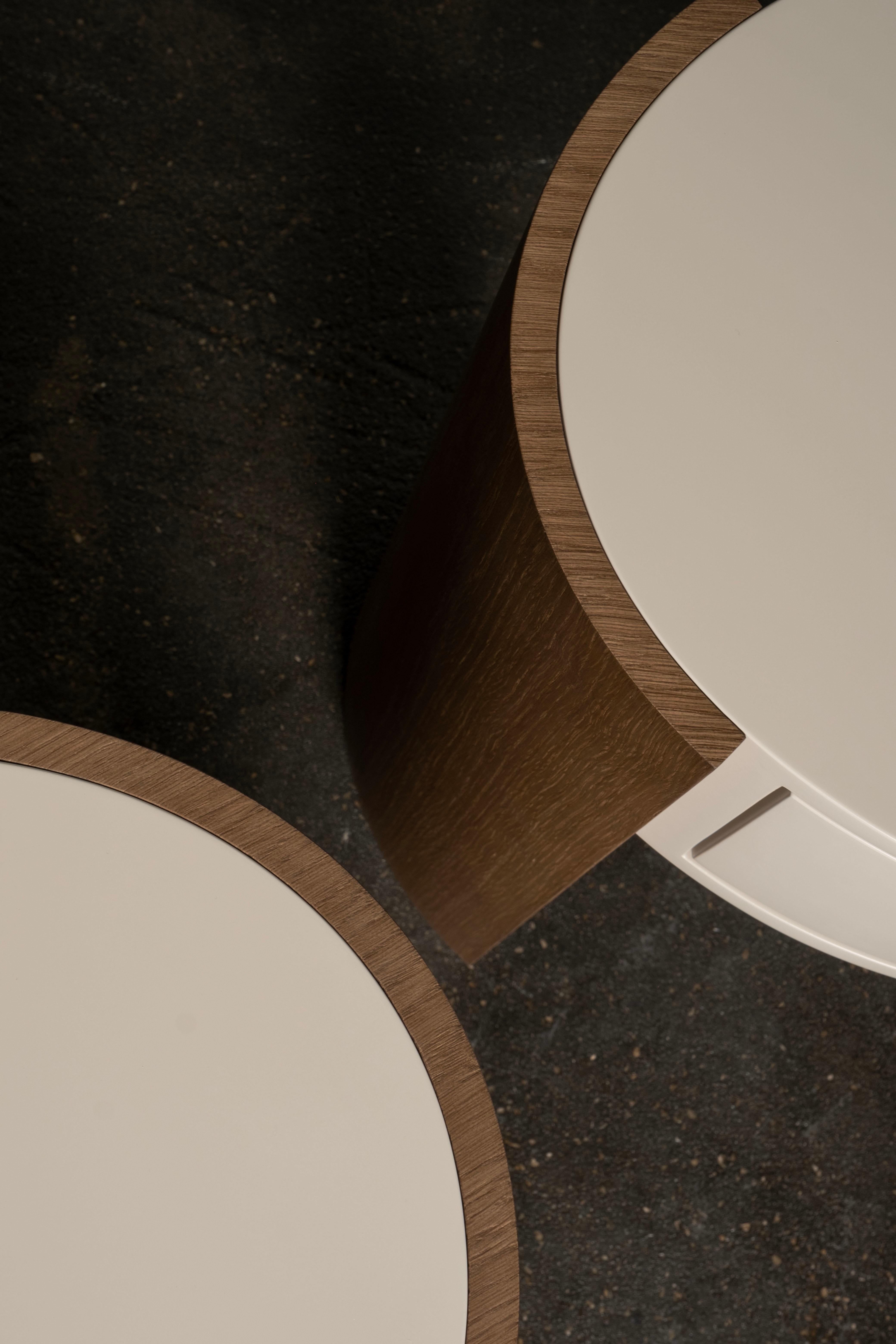 Set Toscana Moderno/2 Comodini, Oak, Ottone, Pelle Beige, Fatto a mano Greenapple in vendita 3