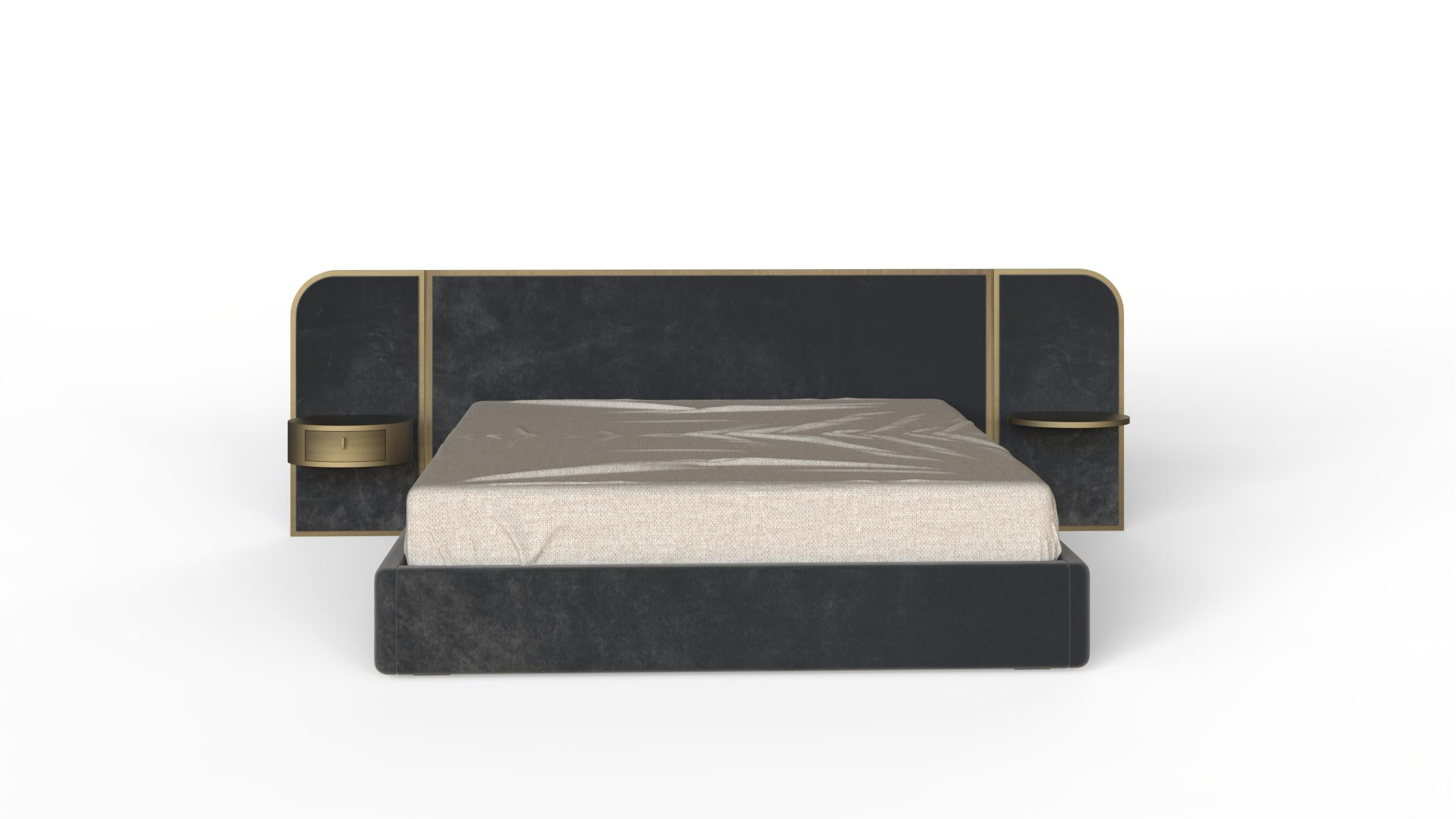 Moderne Modern Toscana US Queen Size Bed Black DEDAR Mohair Handmade Portugal Greenapple en vente