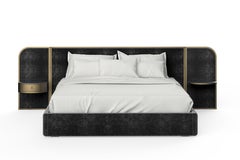 Modern Toscana US Queen Size Bed Black DEDAR Mohair Handmade Portugal Greenapple