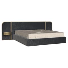 Letto moderno Toscana US Queen Size Black Dedar Mohair Fatto a mano Portogallo Greenapple