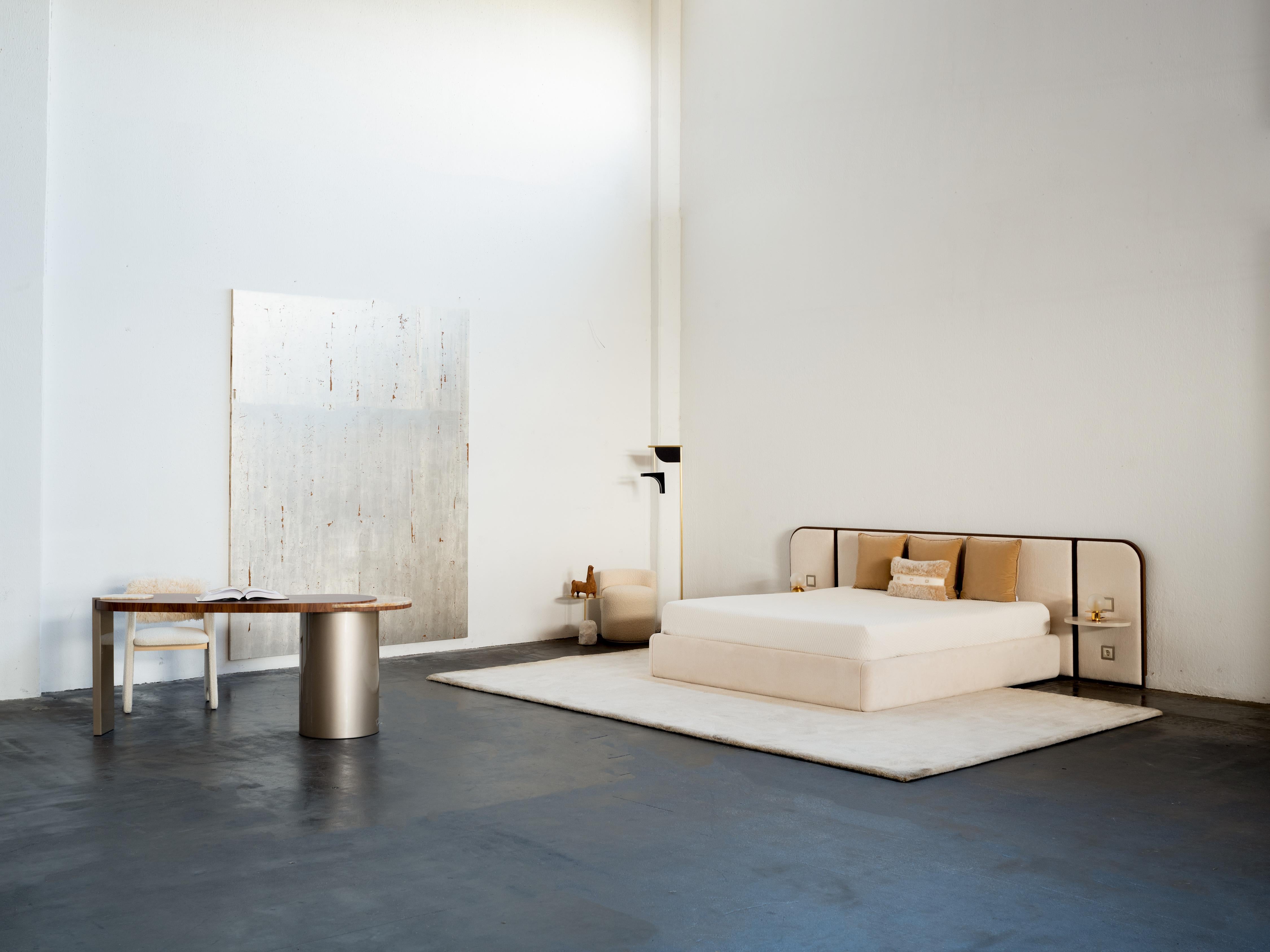 Modern Toscana US Queen Size Bett Blau DEDAR Samt Handmade Portugal Greenapple im Angebot 5