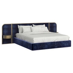 Cama moderna Toscana US Queen Size Azul DEDAR Terciopelo Hecho a Mano Portugal Greenapple