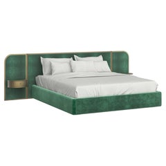 Cama moderna Toscana US Queen Size Verde DEDAR Terciopelo Hecho a Mano Portugal Greenapple