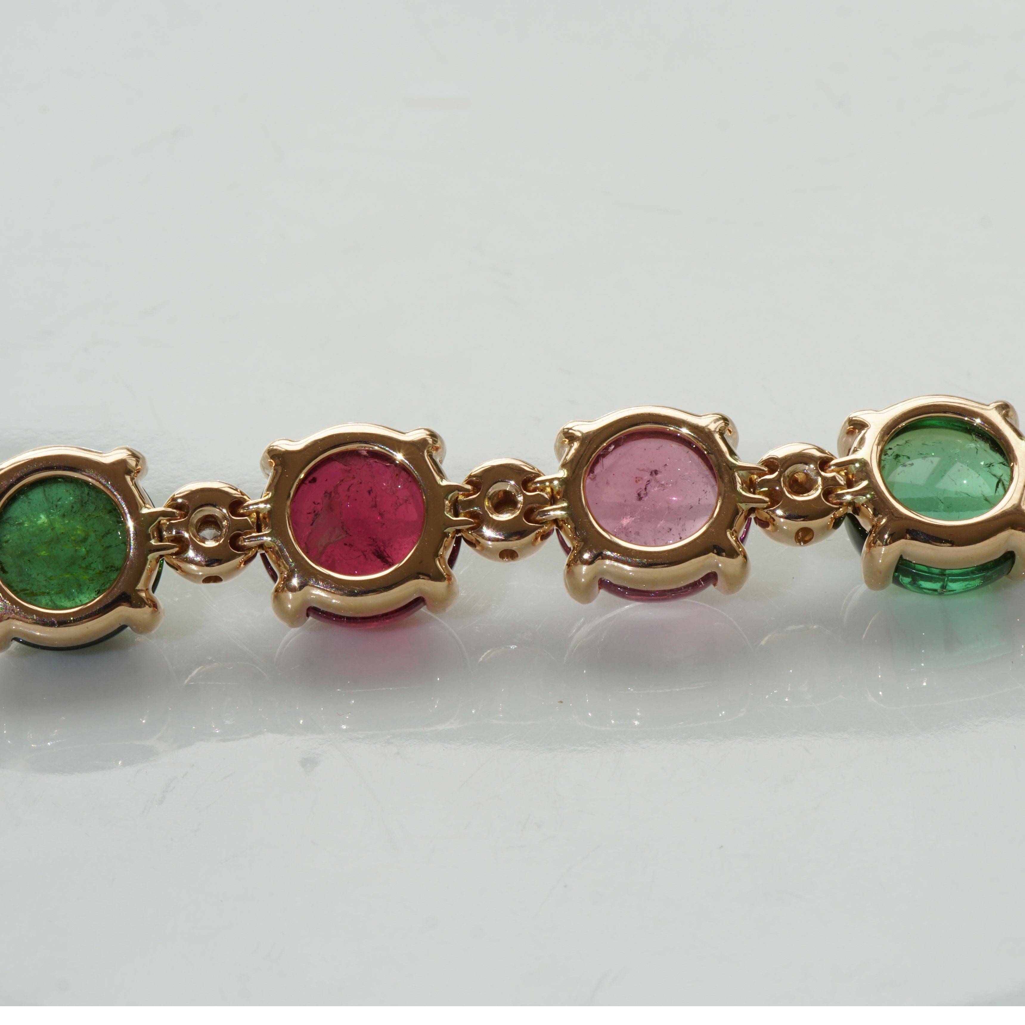Modern Tourmaline Bracelet Multicolor 50 Ct Transparency and Luminosity TOP 18kt For Sale 5