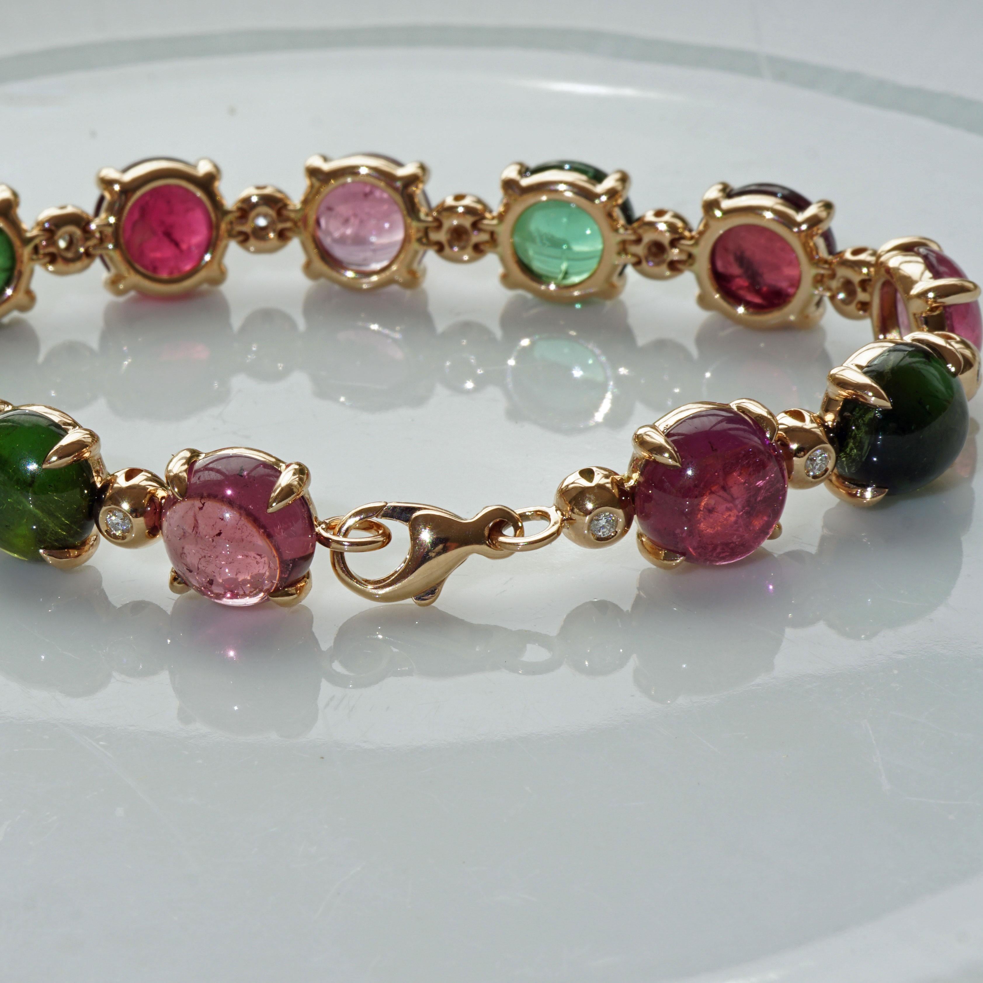 Modern Tourmaline Bracelet Multicolor 50 Ct Transparency and Luminosity TOP 18kt For Sale 6