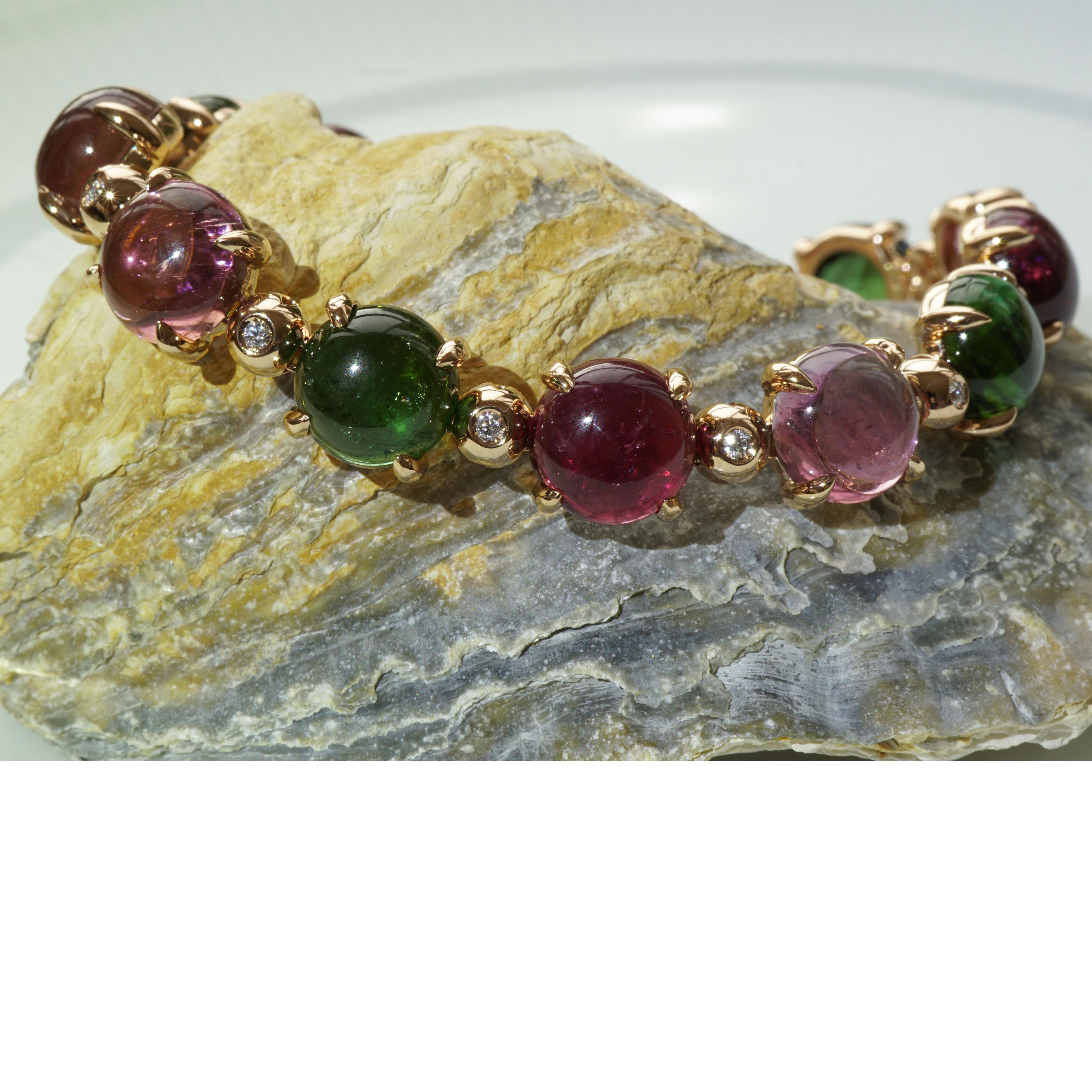 Modern Tourmaline Bracelet Multicolor 50 Ct Transparency and Luminosity TOP 18kt For Sale 2