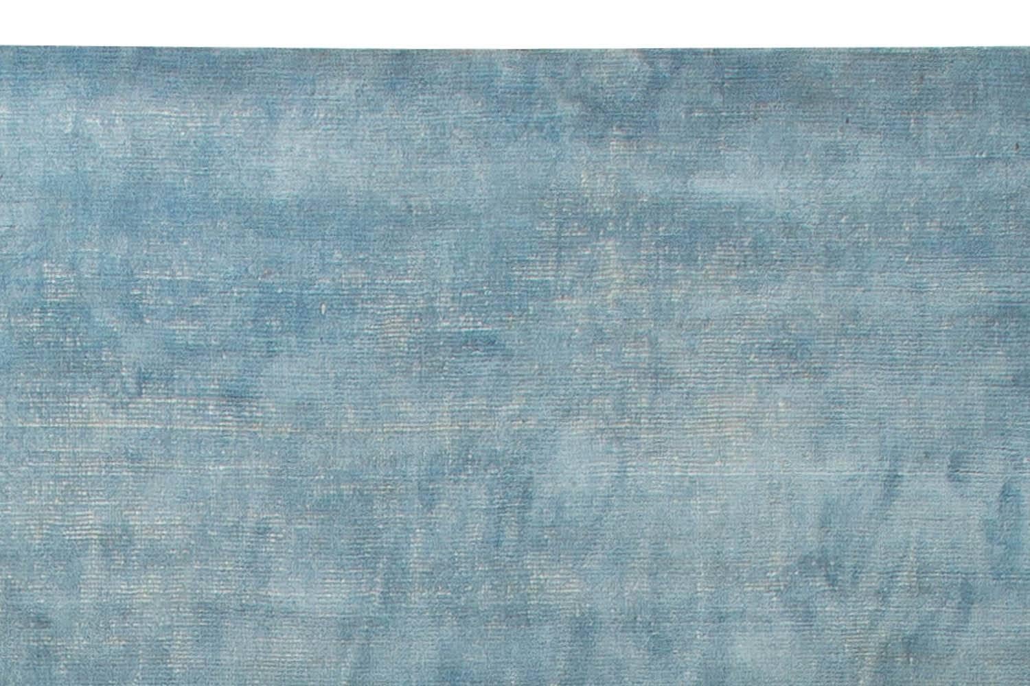 Hand-Knotted Modern Traditional Blue Handmade Linen, Silk Rug by Doris Leslie Blau For Sale
