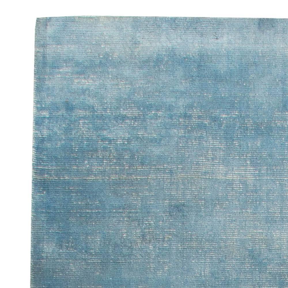 Modern Traditional Blue Handmade Linen, Silk Rug by Doris Leslie Blau In New Condition For Sale In New York, NY