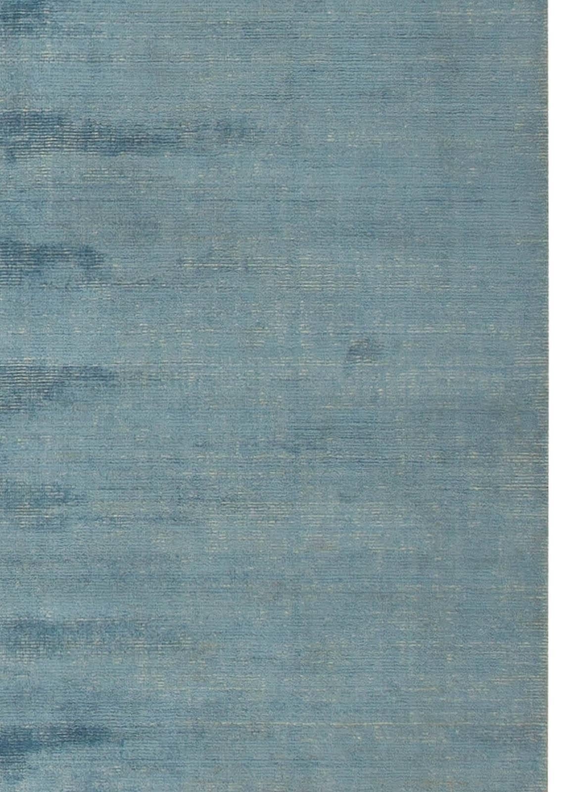Contemporary Modern Traditional Blue Handmade Linen, Silk Rug by Doris Leslie Blau For Sale