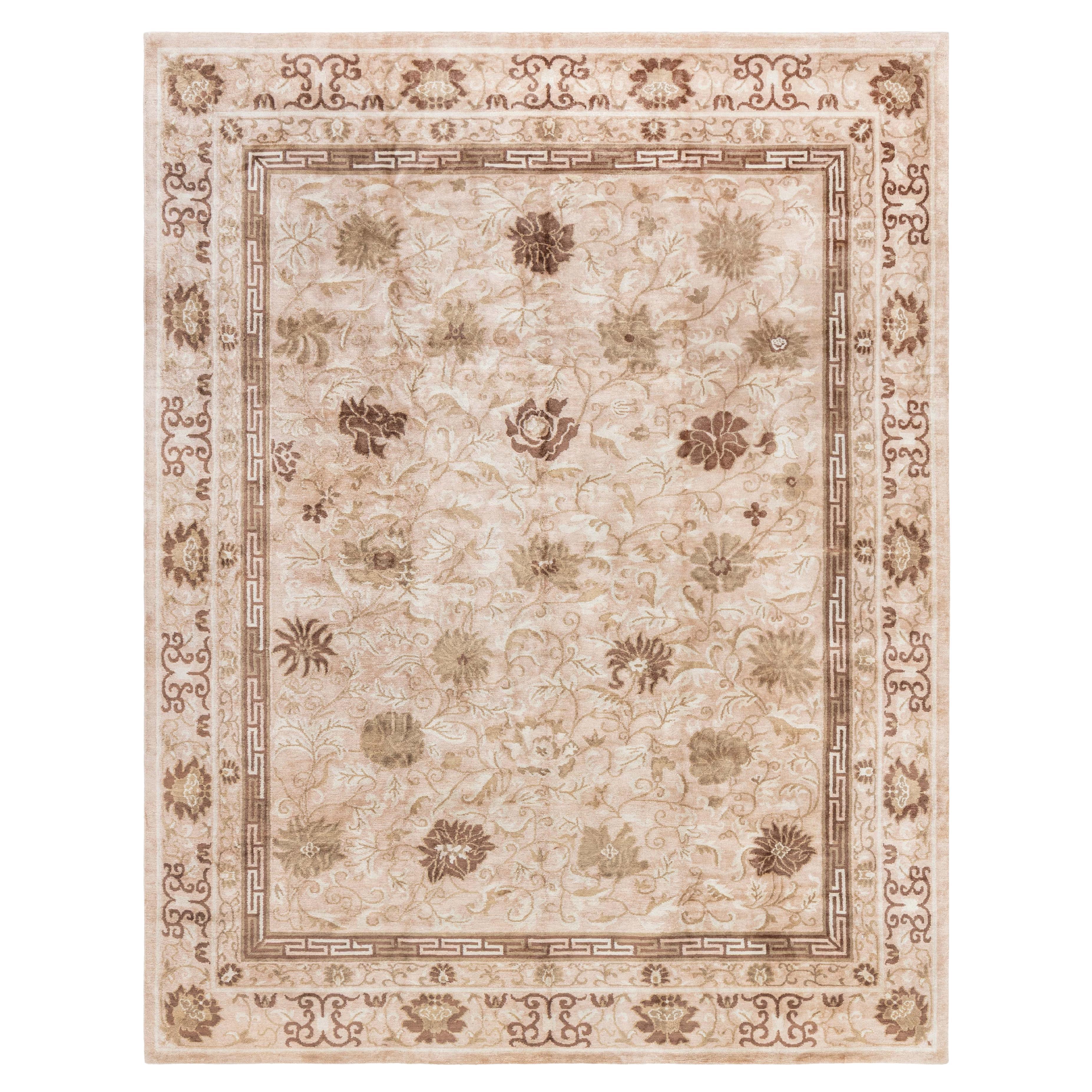 Modern Traditional-Inspired Hand-Knotted Silk Rug by Doris Leslie Blau