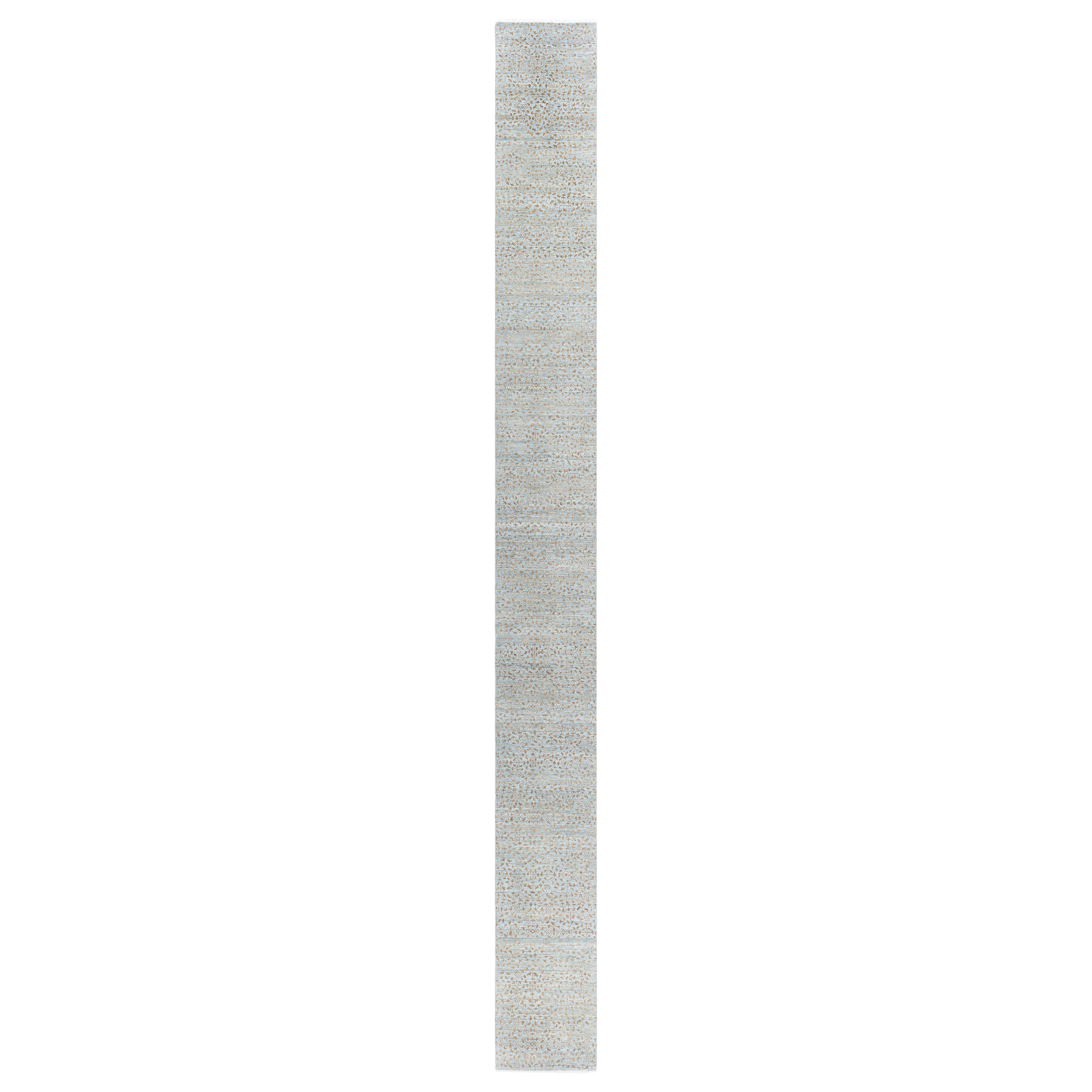 Modern Traditional-Inspired Hand-Knotted Silk & Wool Runner by Doris Leslie Blau