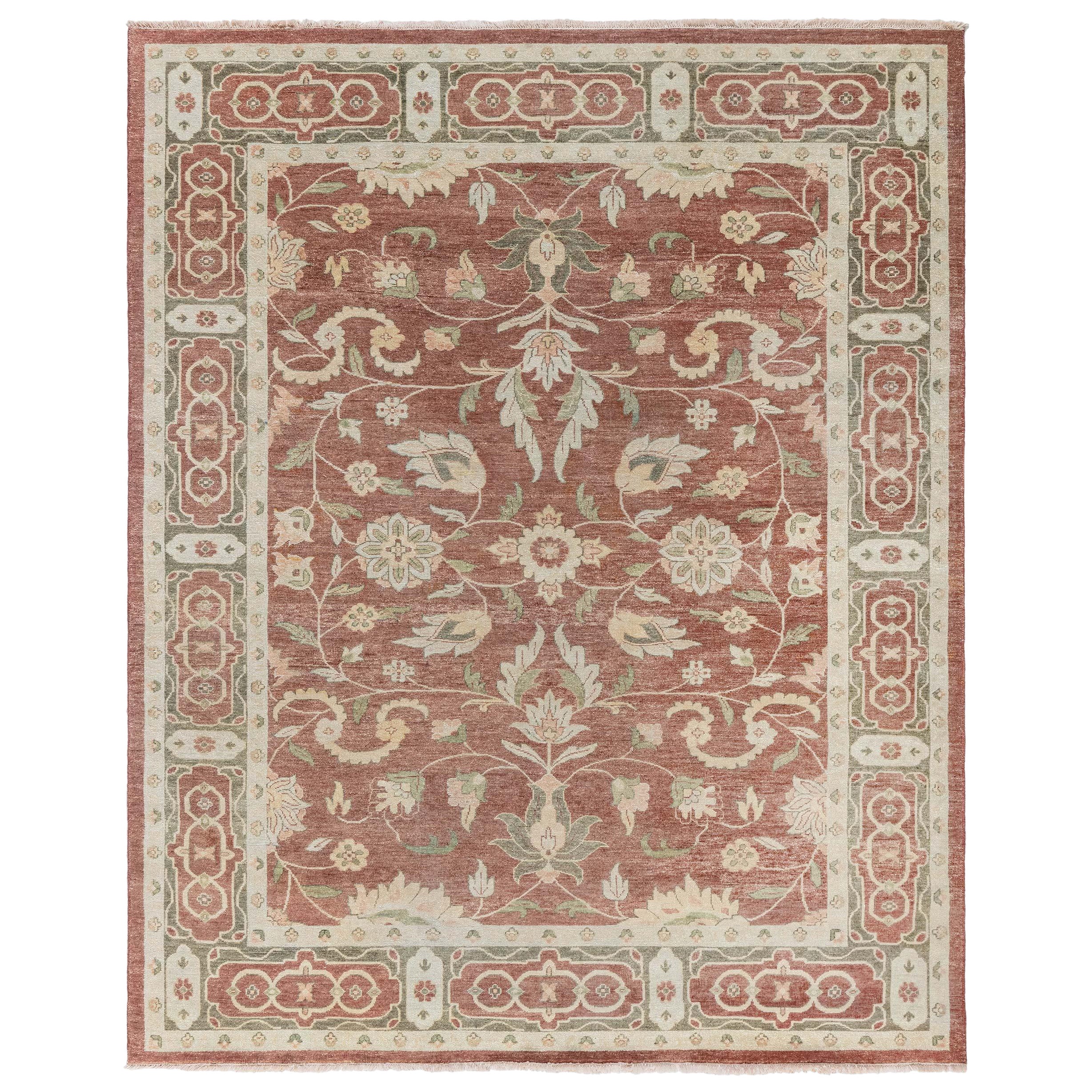 Traditionell inspirierter handgeknüpfter Wollteppich von Doris Leslie Blau, Moderne im Angebot