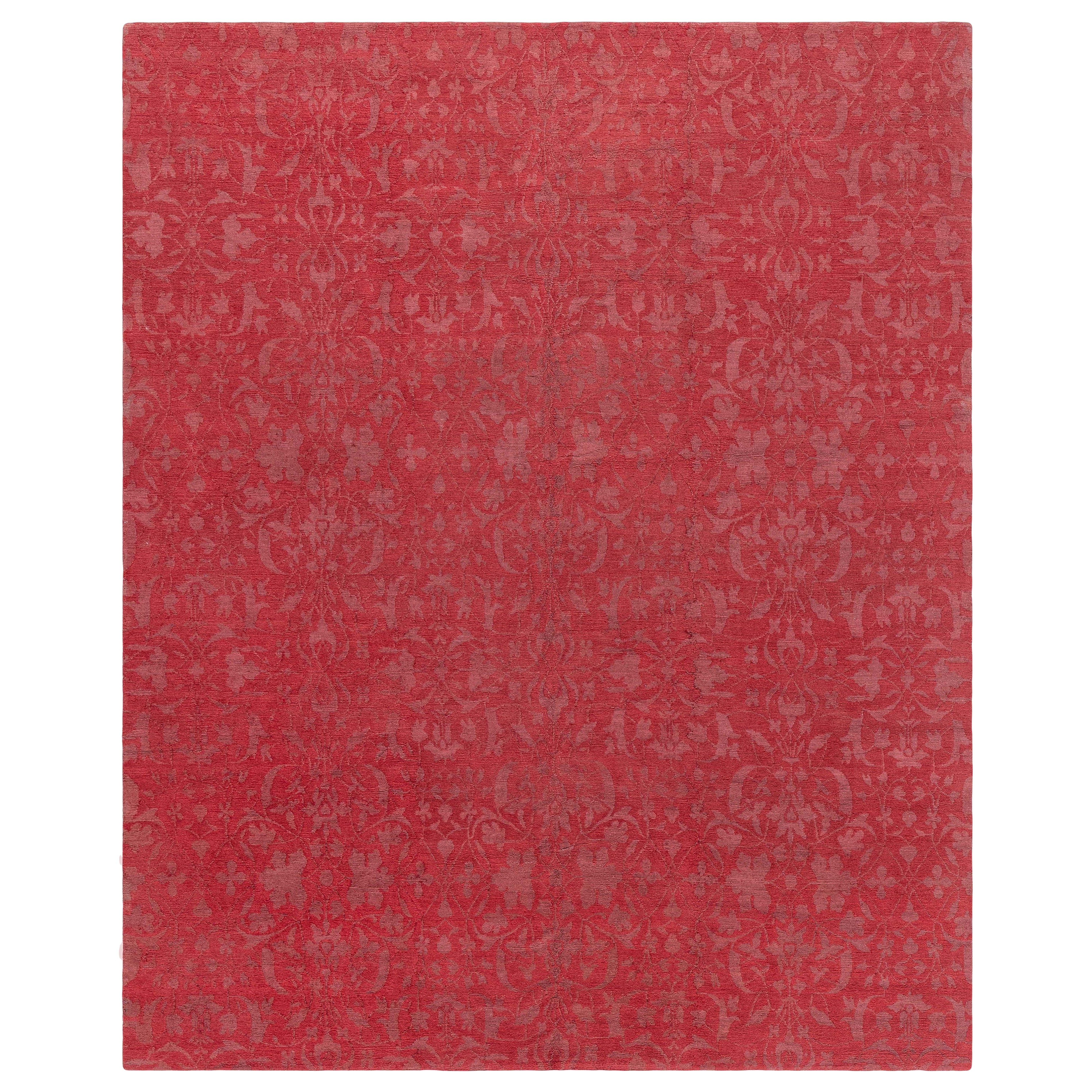 Tapis moderne traditionnel en laine et soie rouge de Doris Leslie Blau