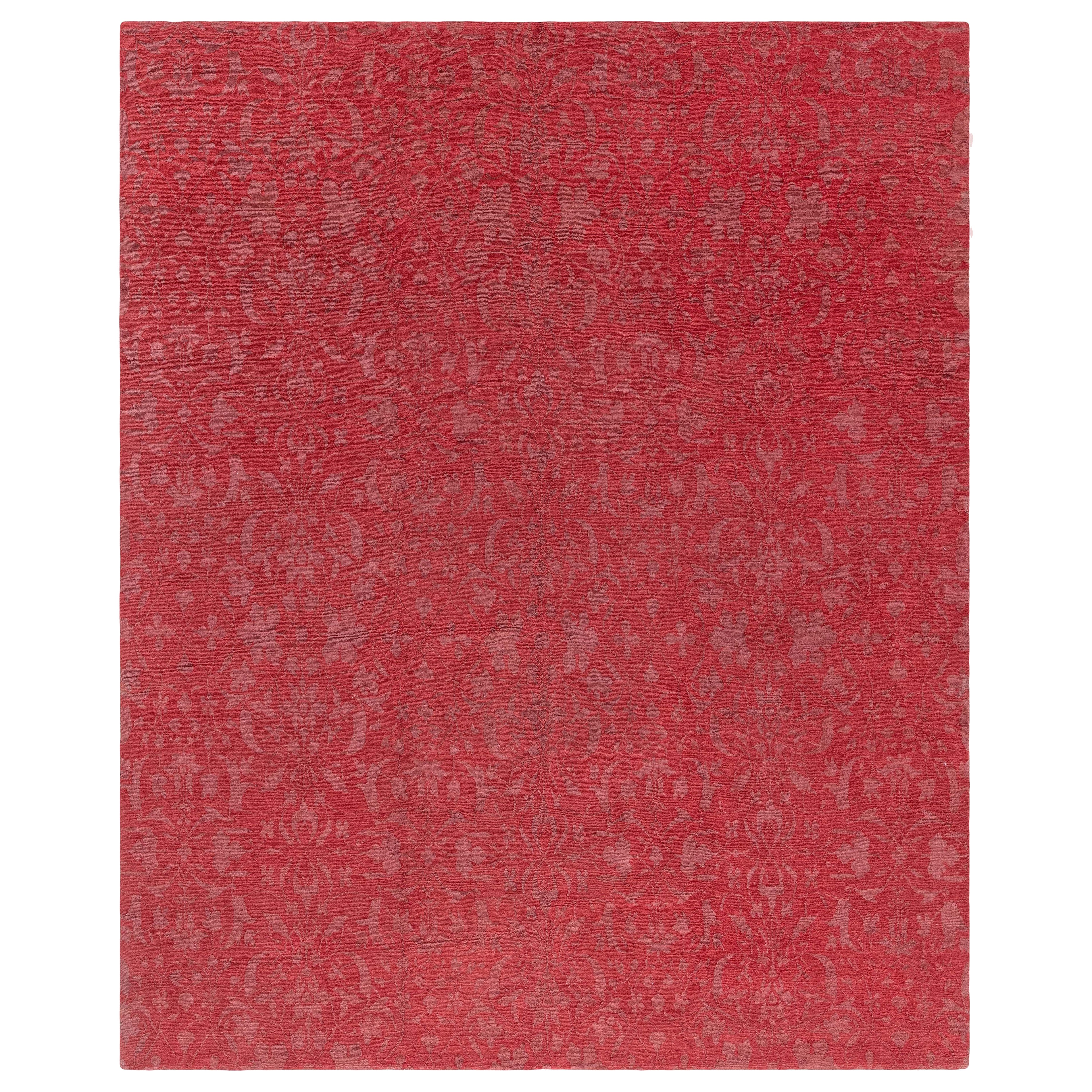 Tapis moderne traditionnel en laine et soie rouge de Doris Leslie Blau