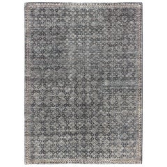 Modern Transitional Design Rug in Charcoal and Gray Background