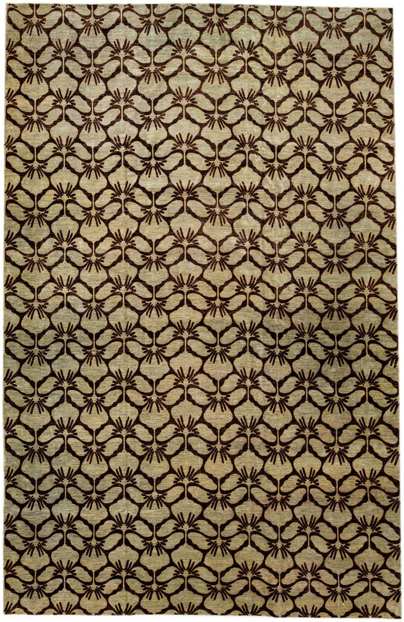 abc carpet Brown Zameen Transitional Wool Rug - 8'6