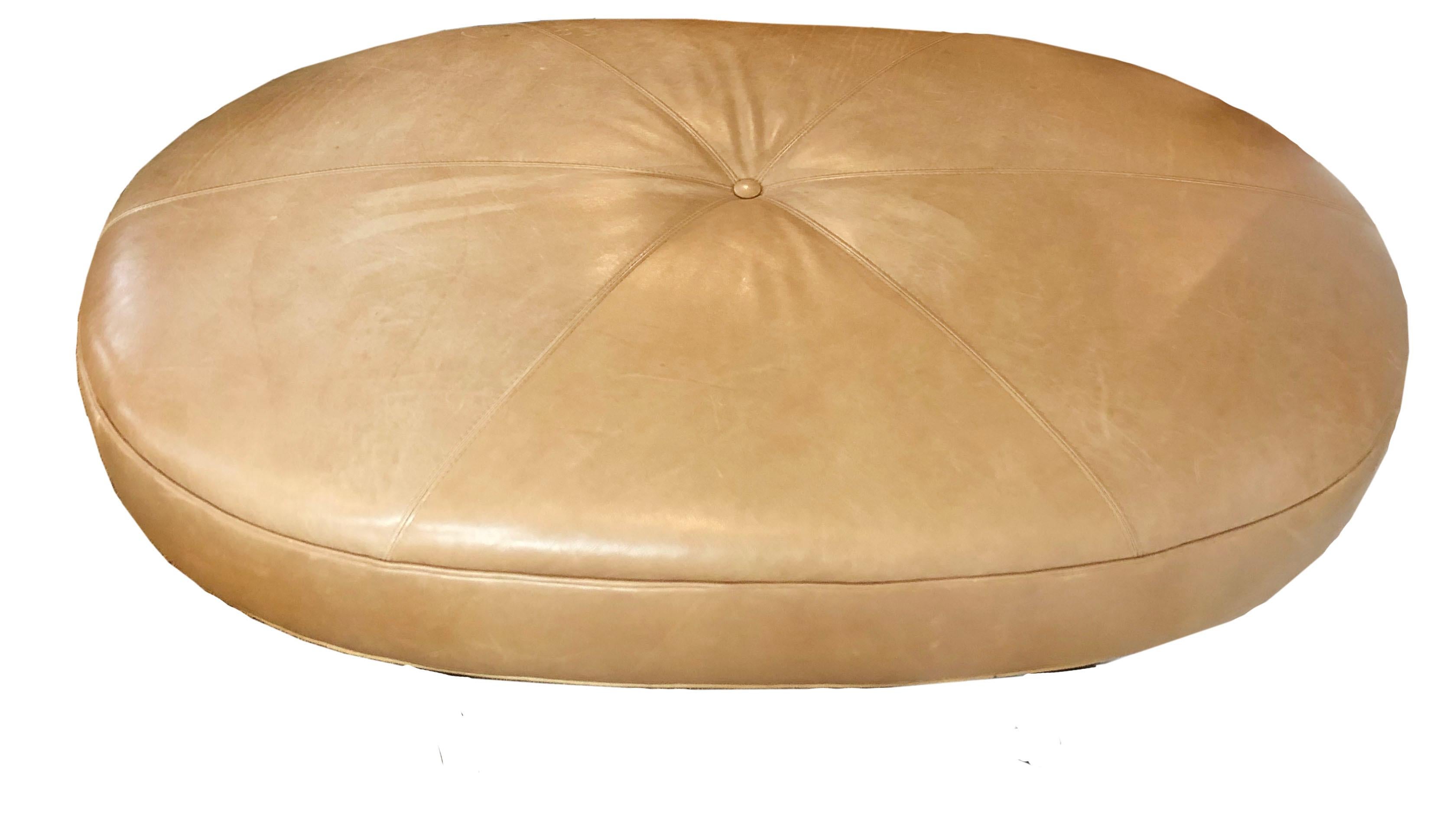 oval leather ottoman