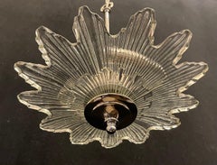 Modern Transitional Nickel Deco Starburst Semi Flush Mount Chandelier Fixture