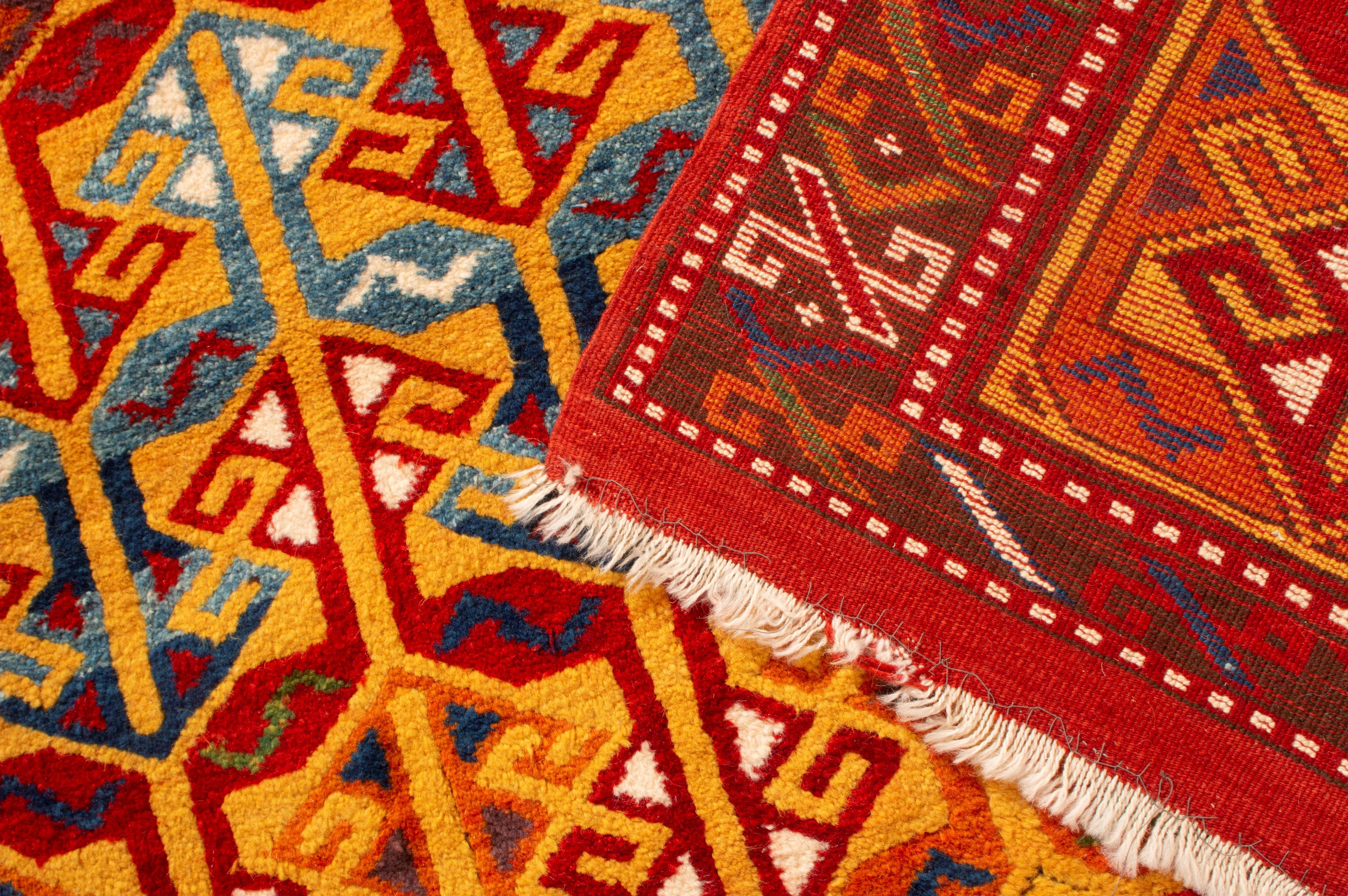 Contemporary Rug & Kilim's Modern Transitional Red and Golden-Yellow Wool Rug For Sale