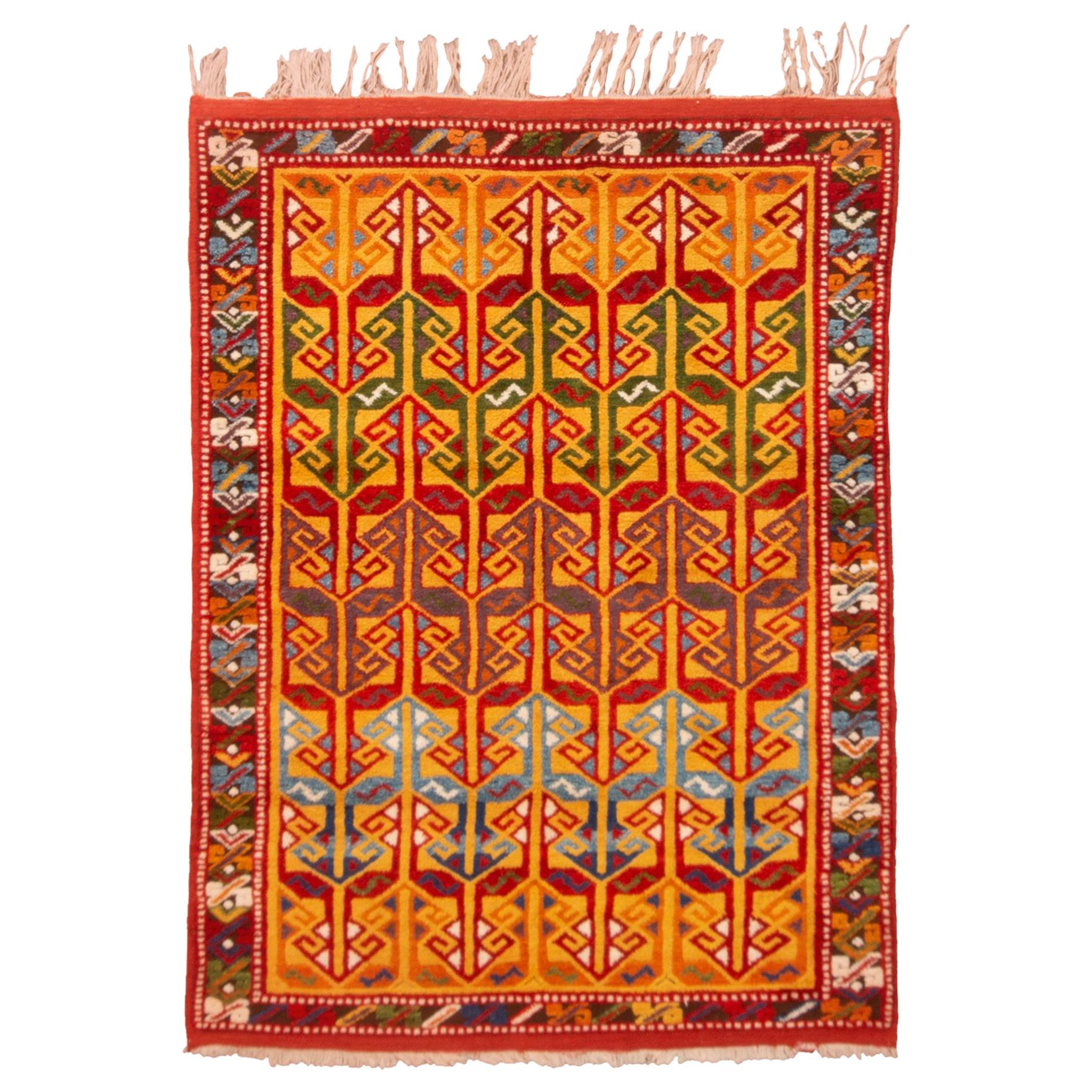 Rug & Kilim's Modern Transitional Red and Golden-Yellow Wool Rug For Sale