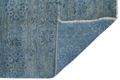 Tappeto da corridoio in lana in stile moderno-transizionale, nei toni del blu ardesia e del grigio tenue, 3x24