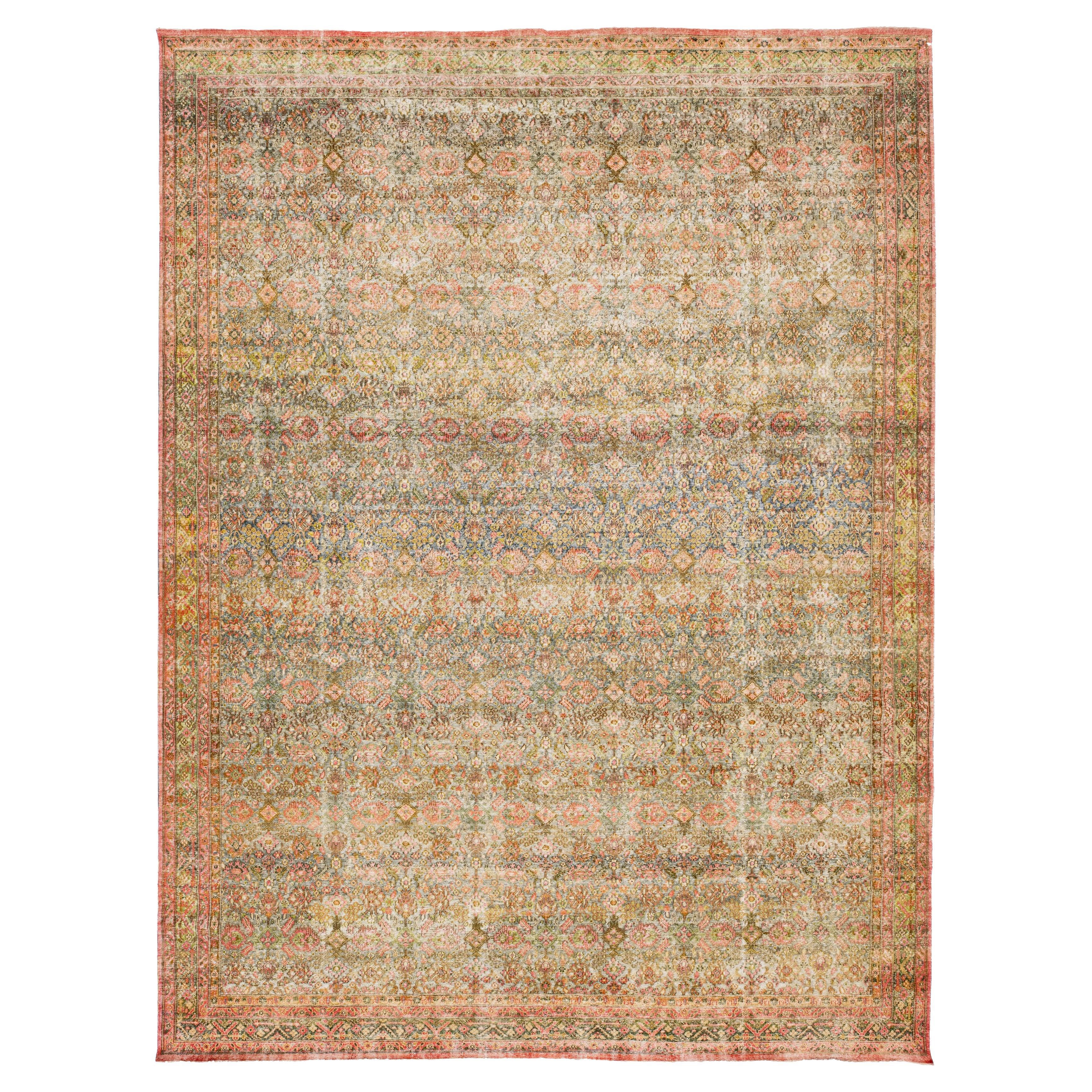Modern Transitional Wool Rug - Muted Pastel Vintage-Inspired Persian Motif