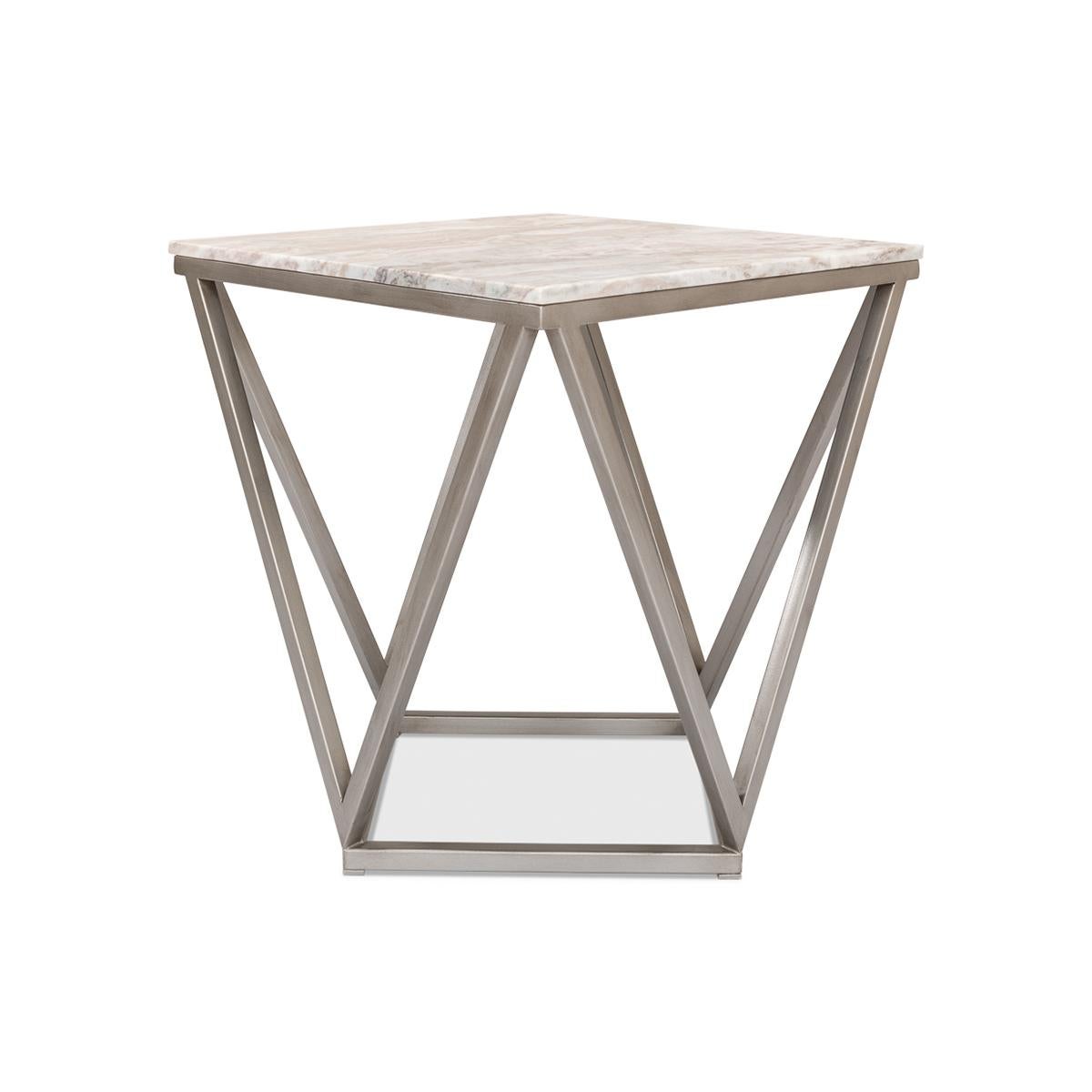 Metal Modern Trapezoid Accent Table For Sale