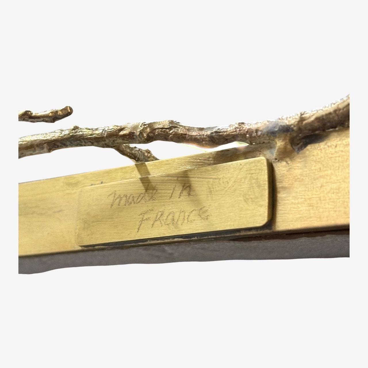 Modern Trapezoidal Bronze Wall Mirrors, Branch and Leaf Motif, France, 21st C. For Sale 5