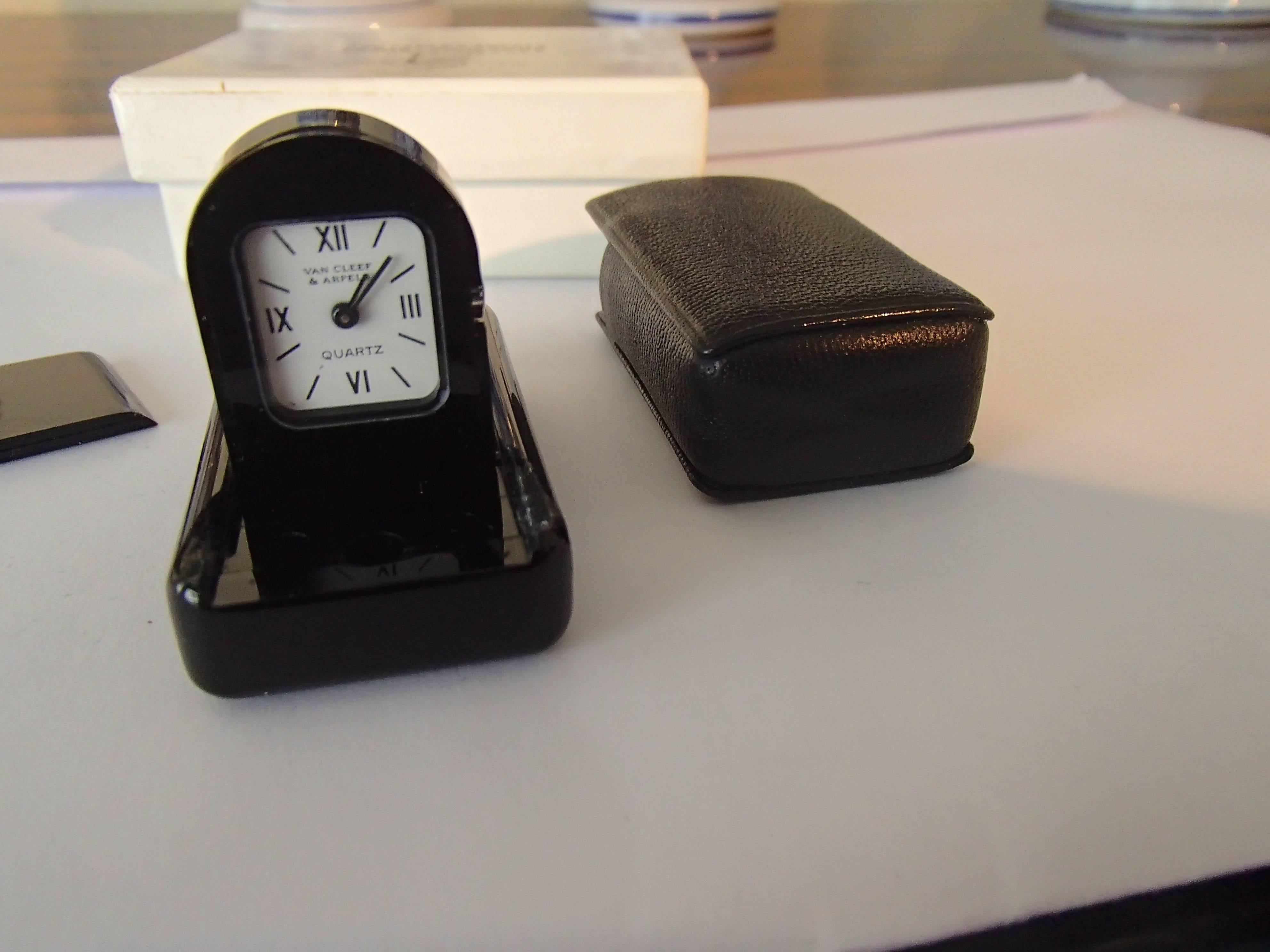 Modern Travelling Clock by Van Cleef & Arpels Foldable in Case and Original Box In Fair Condition In Weiningen, CH
