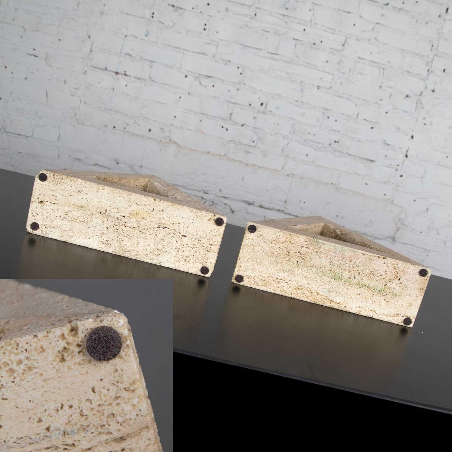 Modern Travertine Delta Shape Bookends Attr. to Fratelli Mannelli for Raymor 8