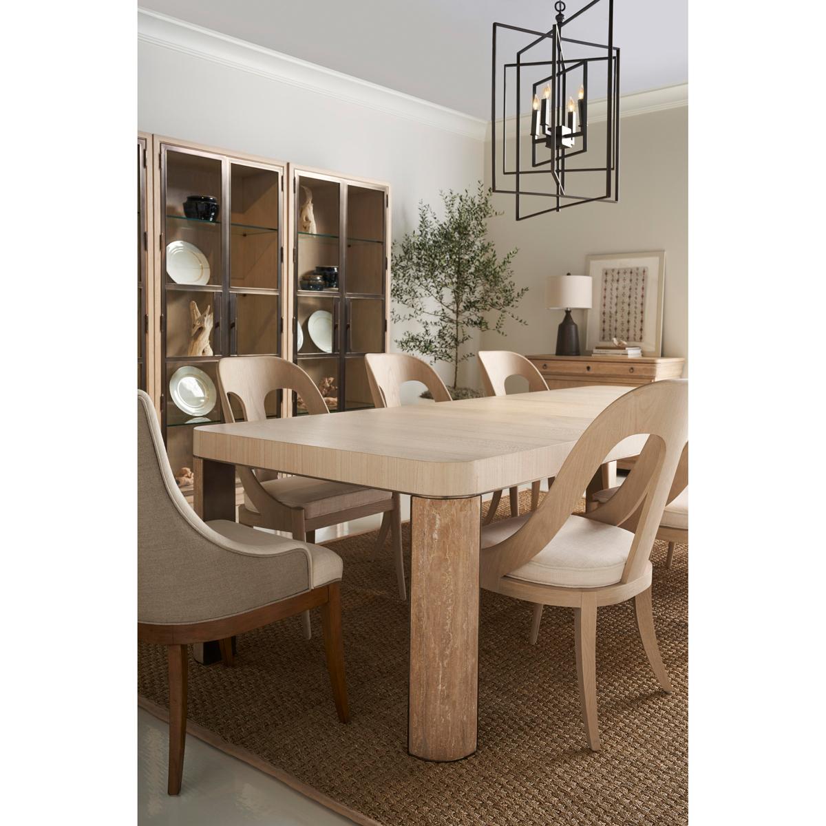 Modern Travertine Leg Extension Dining Table For Sale 1