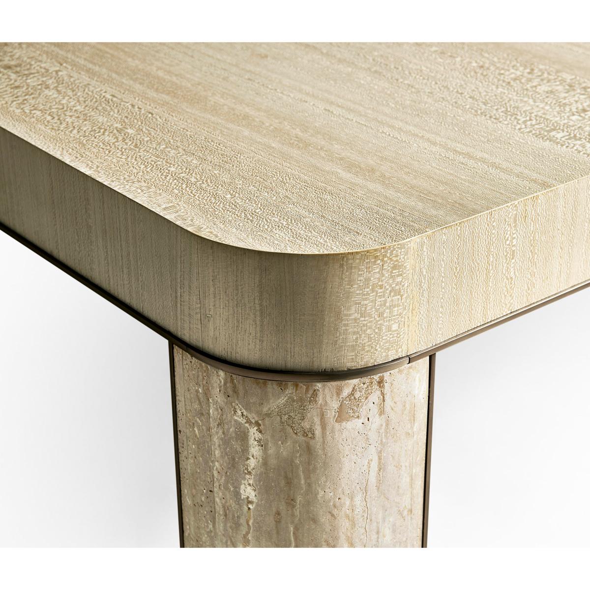 Modern Travertine Leg Extension Dining Table For Sale 3