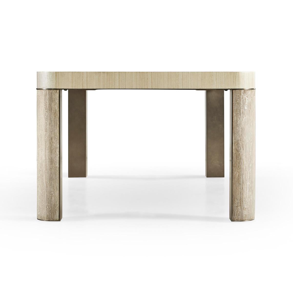 Modern Travertine Leg Extension Dining Table For Sale 4