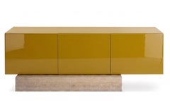 Modern Travertine Marble and Gloss Lacquered Sideboard Buffet Mogg Block RAL1027