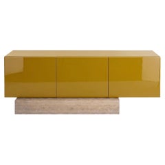 Modern Travertine Marble and Gloss Lacquered Sideboard Buffet Mogg Block RAL1027