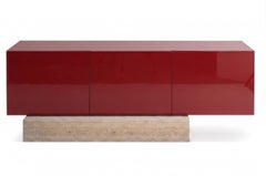 Modern Travertine Marble and Gloss Lacquered Sideboard Buffet Mogg Block RAL3001