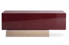 Modern Travertine Marble and Gloss Lacquered Sideboard Buffet Mogg Block RAL3004