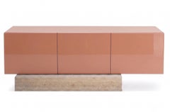 Modern Travertine Marble and Gloss Lacquered Sideboard Buffet Mogg Block RAL3012