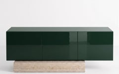 Modern Travertine Marble and Gloss Lacquered Sideboard Buffet Mogg Block RAL6012