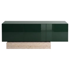 Modern Travertine Marble and Gloss Lacquered Sideboard Buffet Mogg Block RAL6012