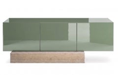 Modern Travertine Marble and Gloss Lacquered Sideboard Buffet Mogg Block RAL6021