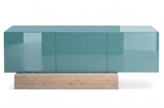 Modern Travertine Marble and Gloss Lacquered Sideboard Buffet Mogg Block RAL6034