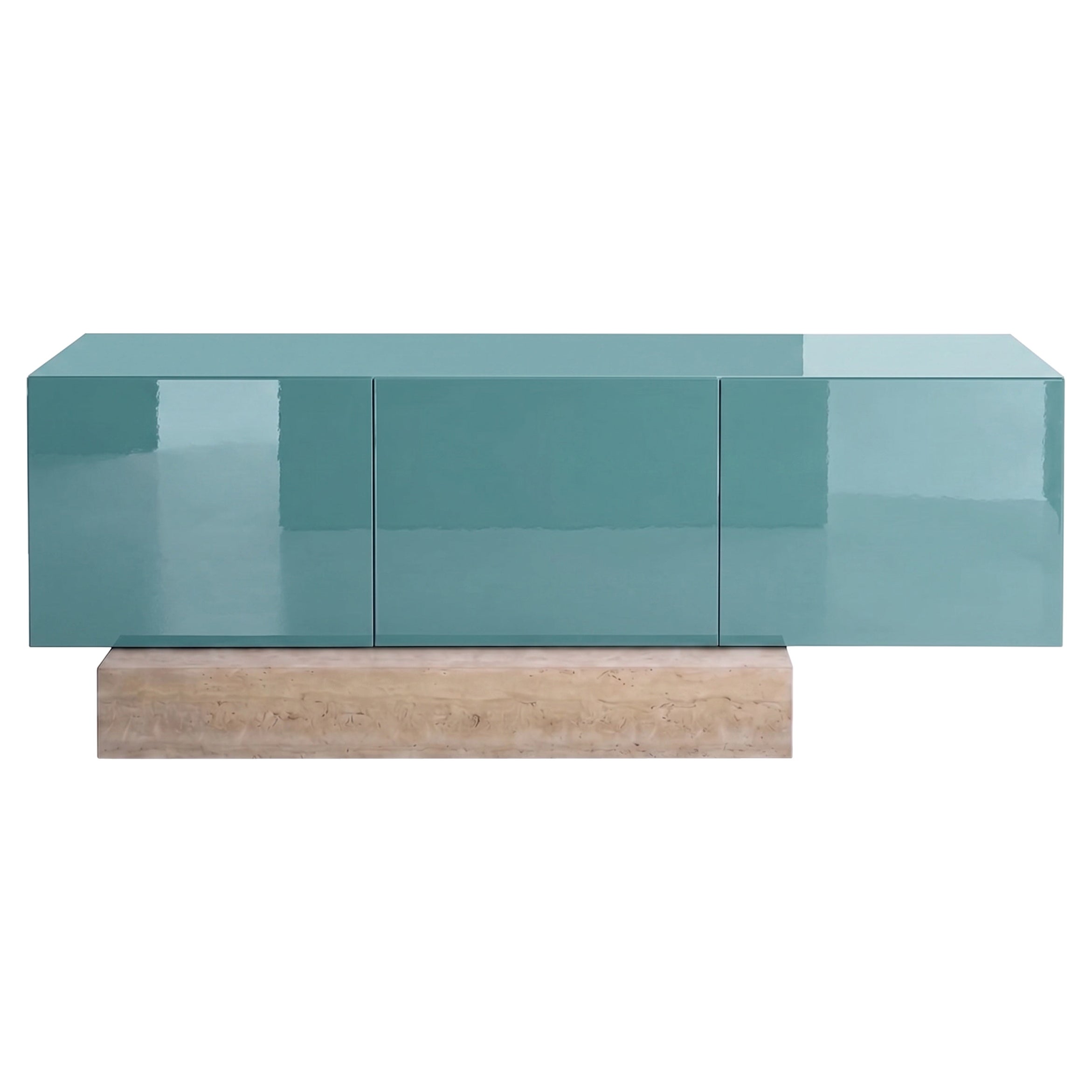 Modern Travertine Marble and Gloss Lacquered Sideboard Buffet Mogg Block RAL6034