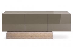 Modern Travertine Marble and Gloss Lacquered Sideboard Buffet Mogg Block RAL7006