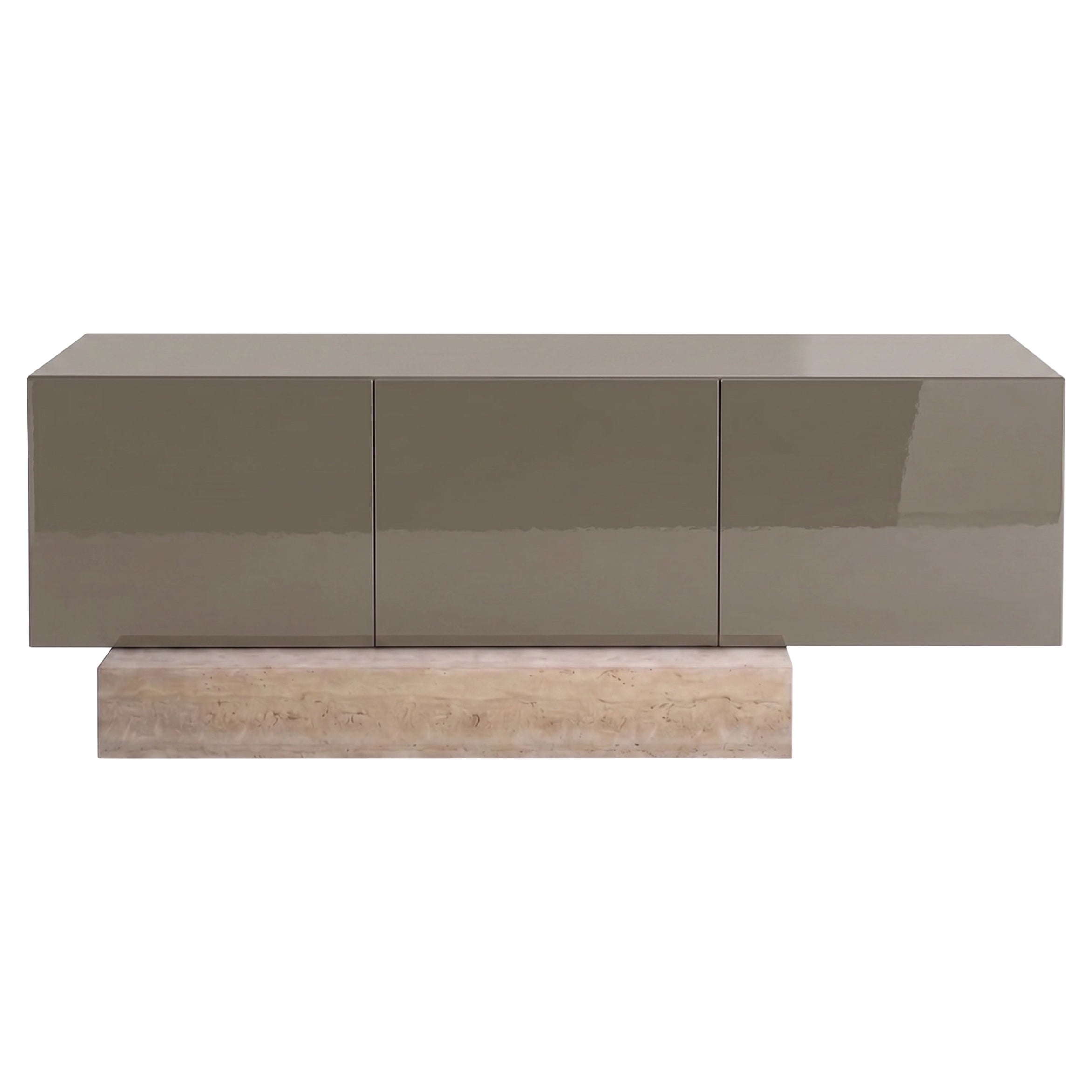 Credenza in marmo travertino moderno e laccato lucido Mogg Block RAL7006